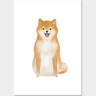 Shiba Inu Watercolor Illustration Posters and Art